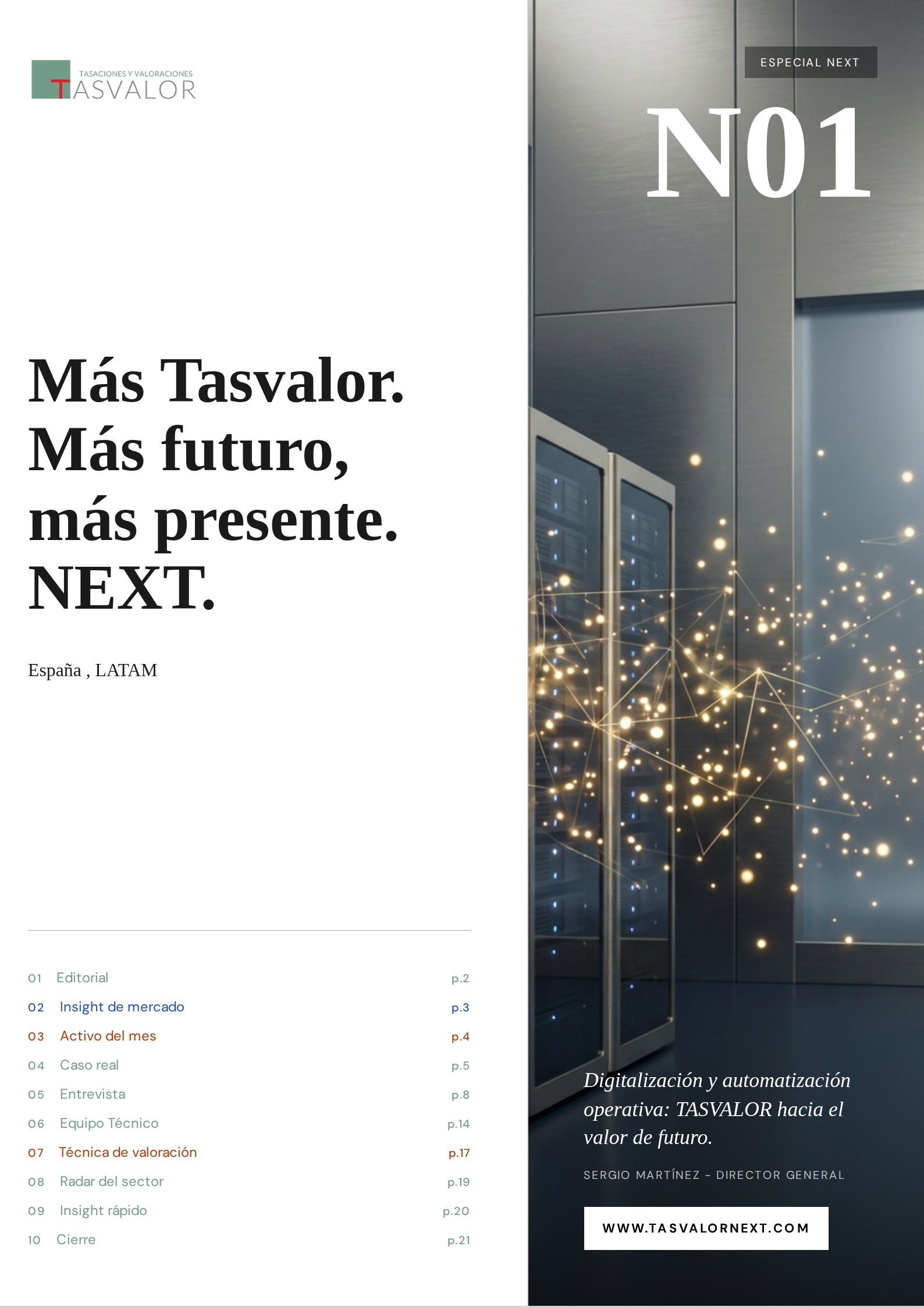 Portada TASVALOR INSIGHTS 01_ Más Tasvalor. Más futuro, más presente. NEXT.