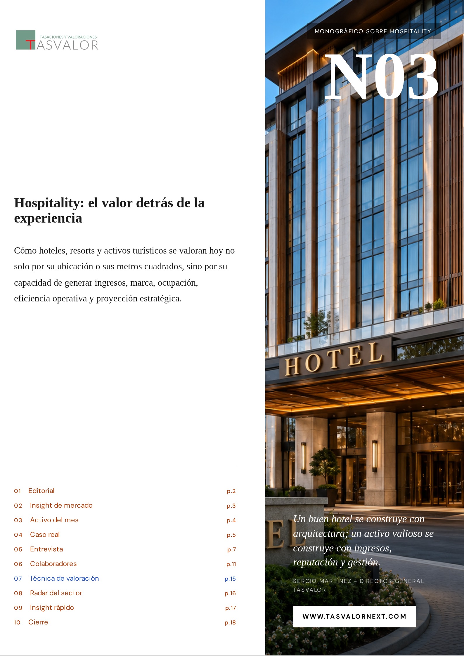 Portada TASVALOR INSIGHTS 03_ Hospitality: el valor detrás de la experiencia