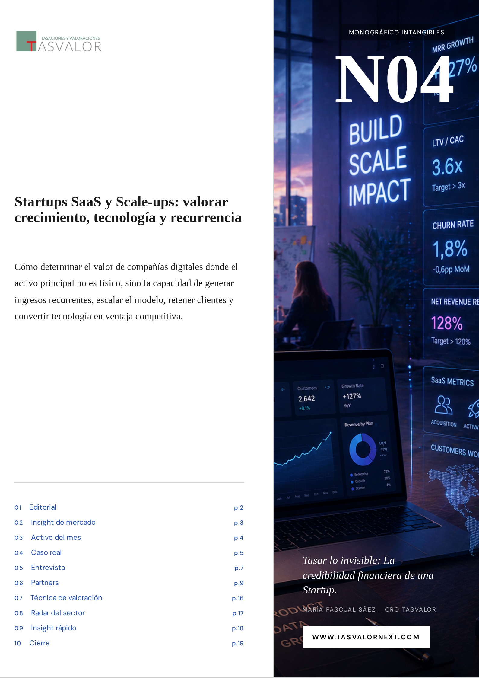 Portada TASVALOR INSIGHTS 04_ Startups SaaS y Scale-ups: valorar crecimiento, tecnología y recurrencia