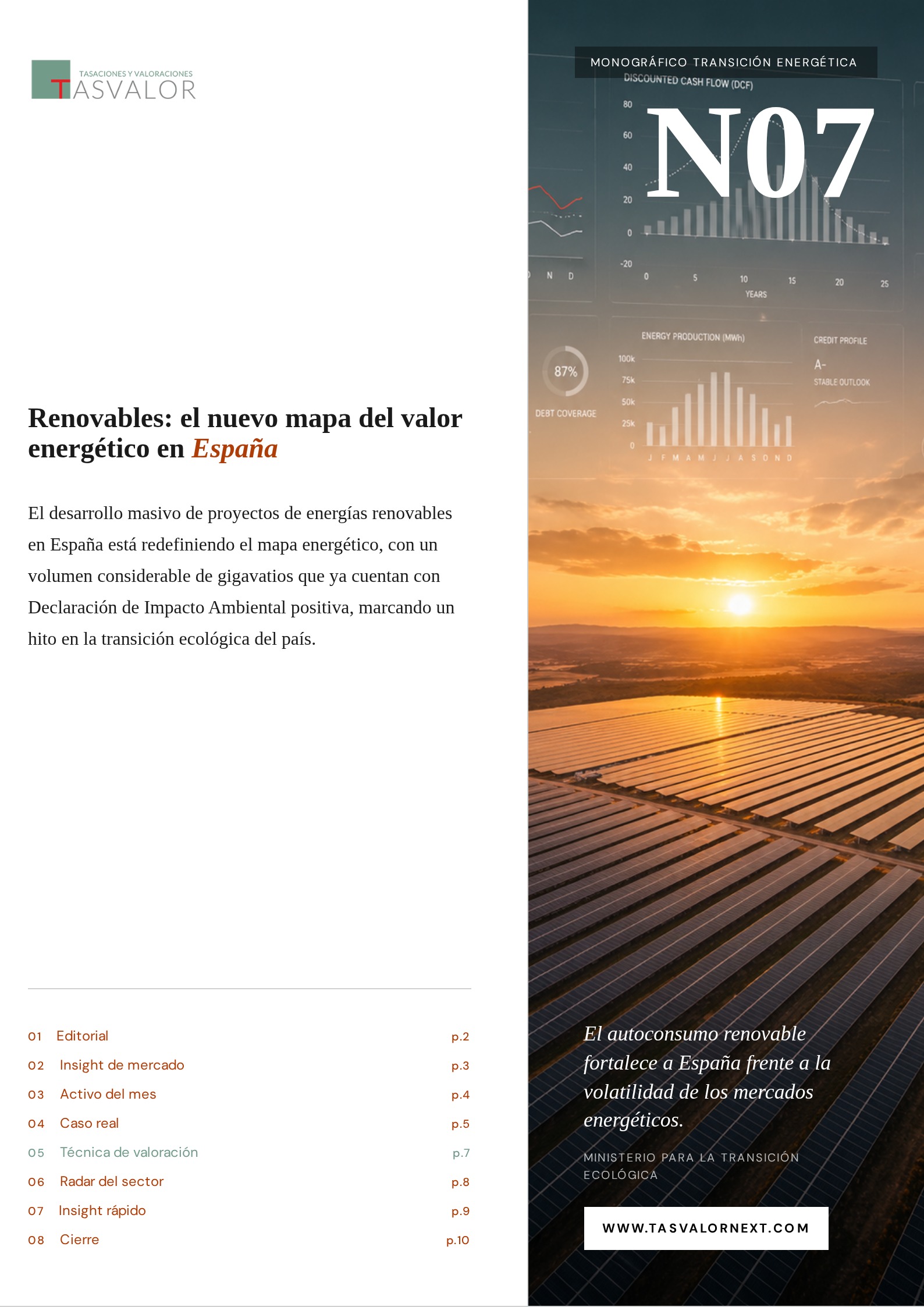 Portada TASVALOR INSIGHTS 07_ Renovables: el nuevo mapa del valor energético en España