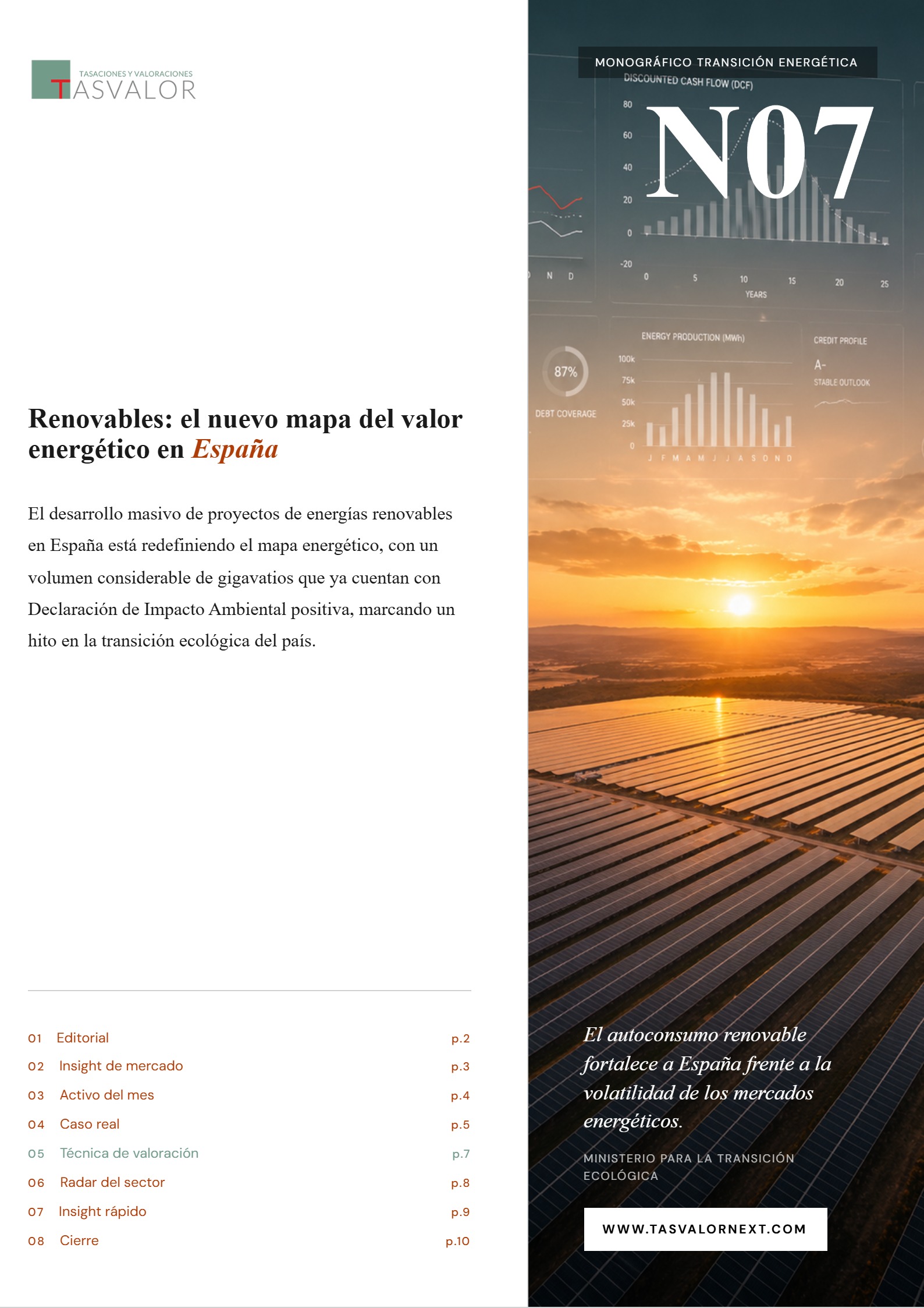 Portada TASVALOR INSIGHTS 07_ Renovables: el nuevo mapa del valor energético en España