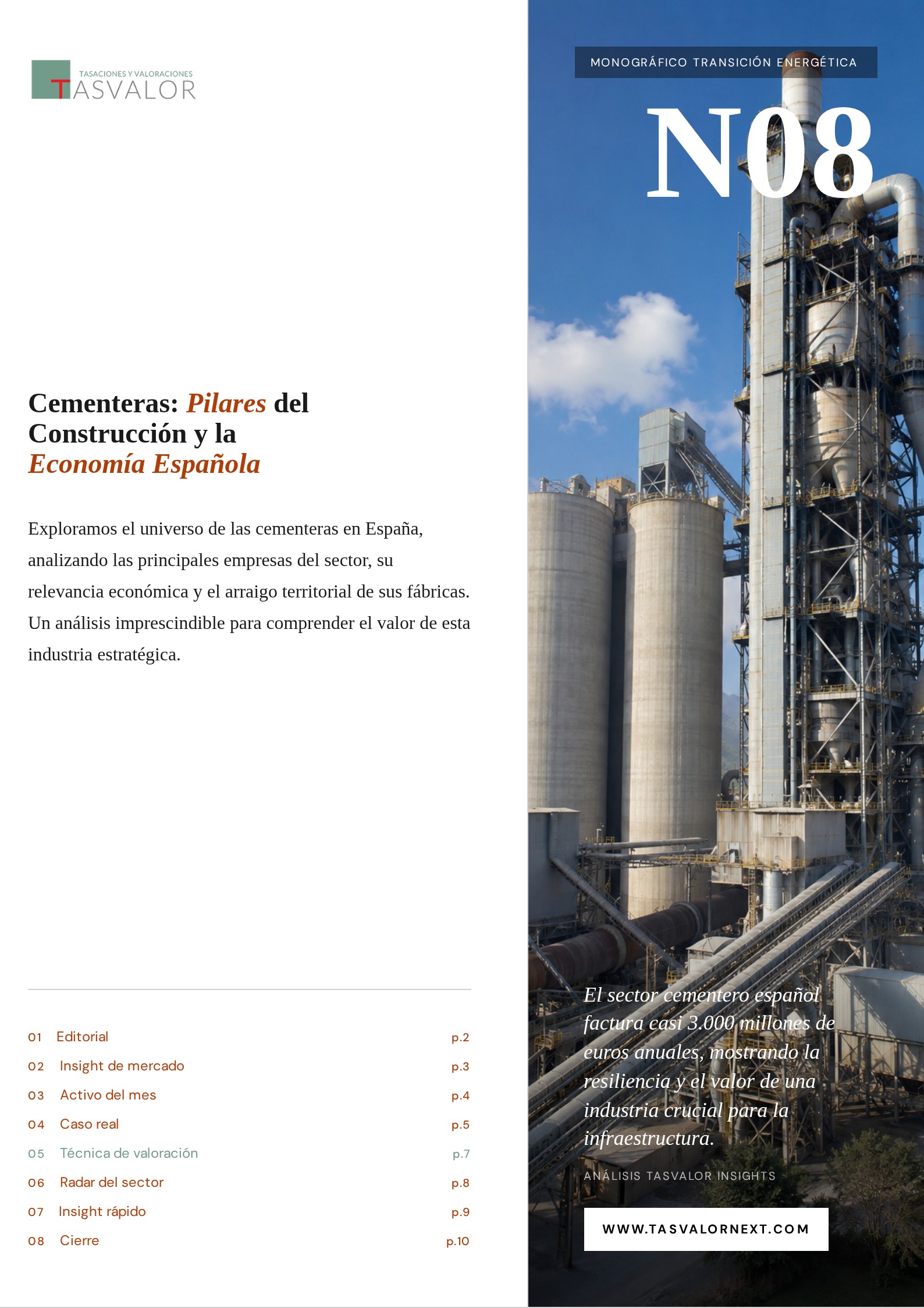 Portada TASVALOR INSIGHTS 08_ Cementeras: Pilares del Construcción y la Economía Española