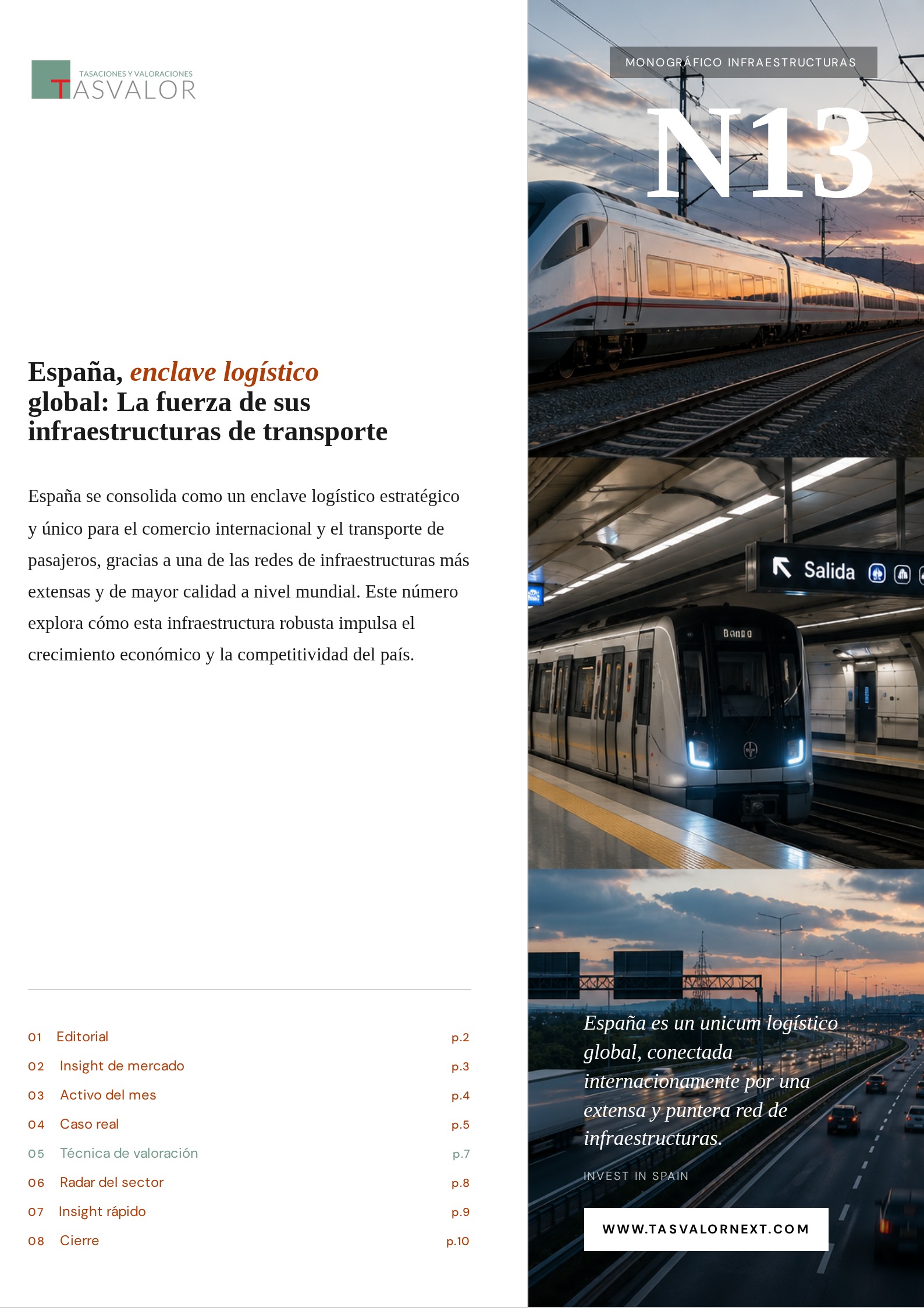 Portada TASVALOR INSIGHTS 13_ España, enclave logístico global: La fuerza de sus infraestructuras de transporte