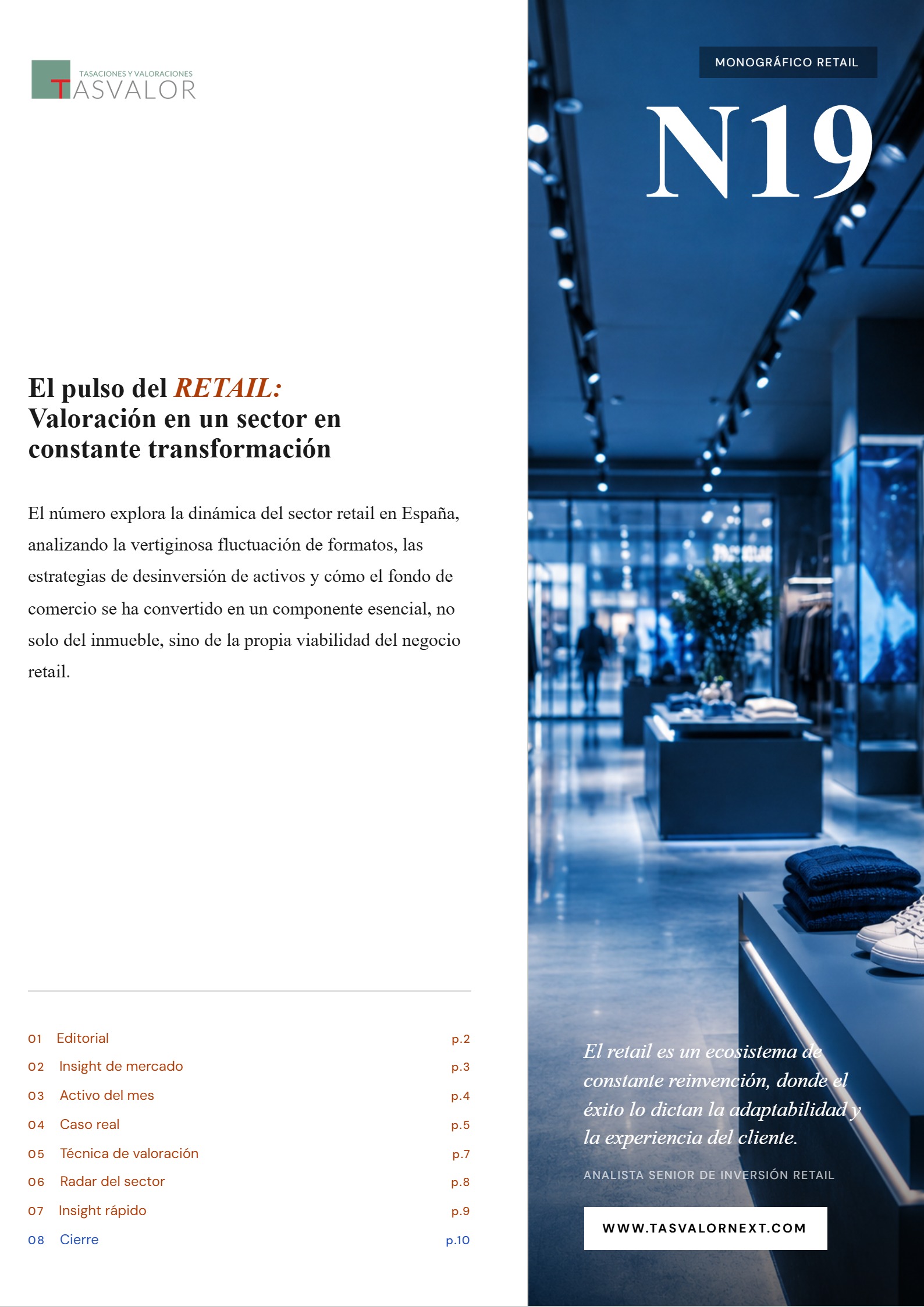 Portada TASVALOR INSIGHTS 19_ El pulso del RETAIL: Valoración en un sector en constante transformación